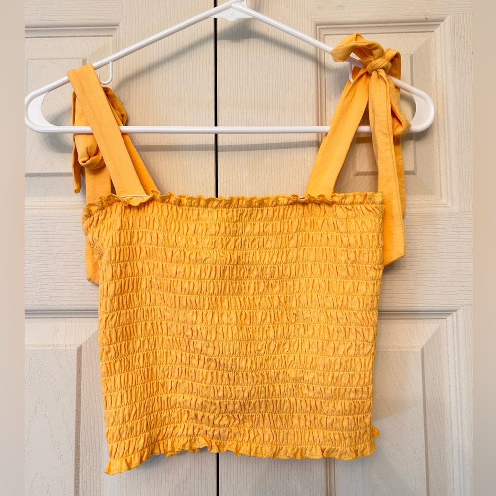 YELLOW AMERICAN EAGLE TIE TANK TOP
